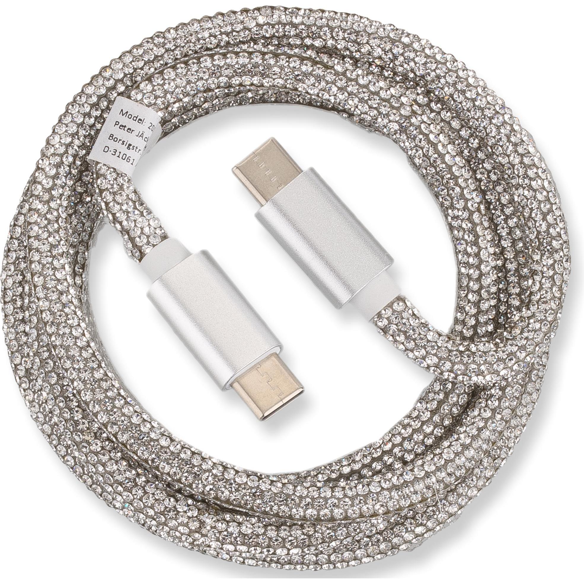 Thumbnail - Peter Jäckel OHLALA! Glamour 1m USB Data Cable Silver für Typ-C/ Typ-C mit Sync- und Ladefunktion (1 m), USB Kabel