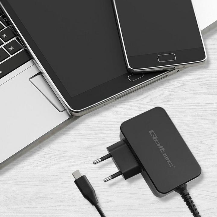 Image du produit Qoltec Ładowarka GaN POWER PRO | 1xUSB-C | 45W | 5-20V | 2.25-3A | Czarna (45 W, 1 portion)