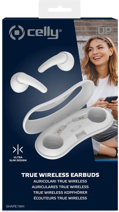 Image du produit Celly SHAPE1 Casque intra-auriculaire musical et Bluetooth sans fil (TWS) Blanc (Pas de réduction du bruit, 3.50 h, Sans fil)
