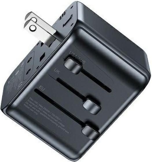 Actual product image Awei Ład. siec. 2xUSB+3xUSB-C C-39 35W adapter 4w1 US/AU/EU/UK czarny/black Univesal Travel GaN Char (35 W, 5 ports)