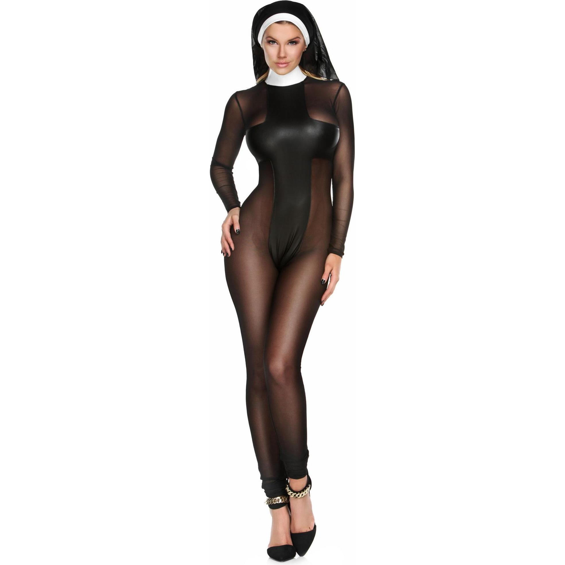 Forplay Sexy Klosterschwester Kostüm - Catsuit für Fasching (XS)
