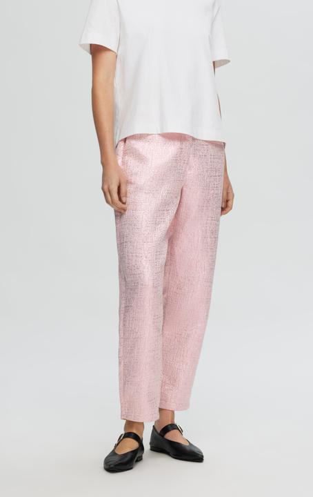 Actual product image Selected Metallic jacquard cropped trousers