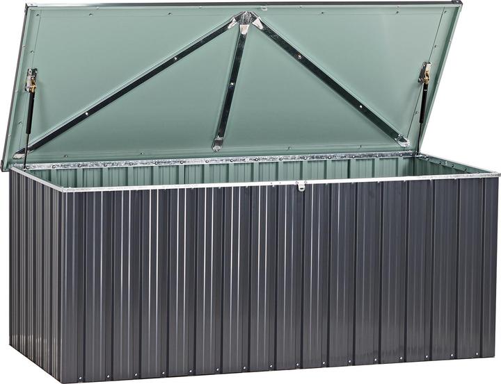Produktbild Dema Metall Garten Gerätebox Auflagenbox Aufbewahrungsbox Truhe 770 L anthrazit weiss