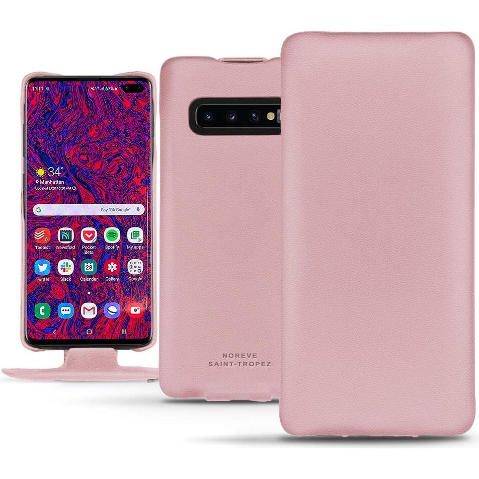 Noreve Lederschutzhülle vertikal (Samsung Galaxy S10 5G), Smartphone Hülle, Rosa