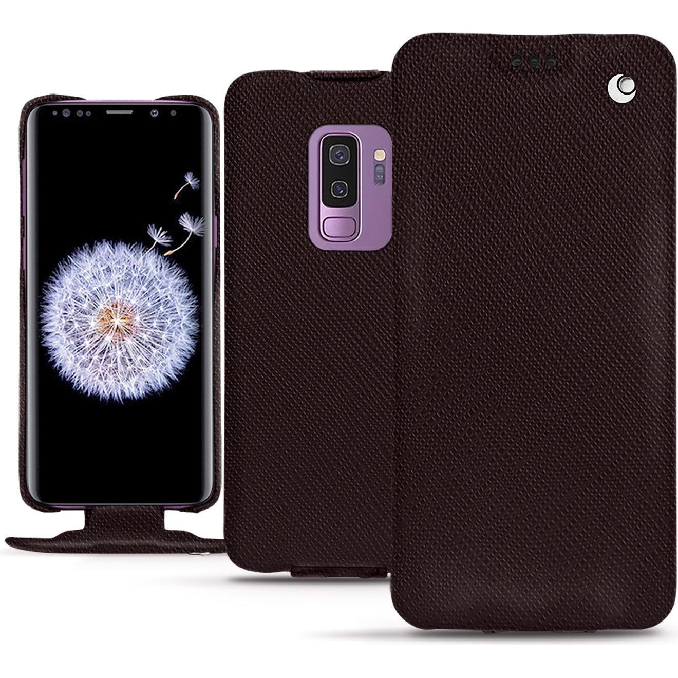 Noreve Lederschutzhülle vertikal (Samsung Galaxy S9+), Smartphone Hülle, Braun