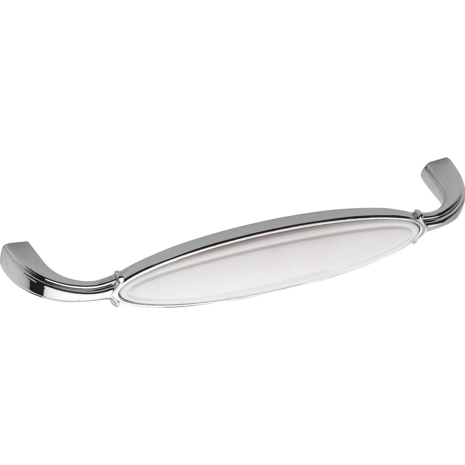 Siro, Möbelgriff, Griff Anaheim Schubladengriff 96 mm ZN/Kunststoff verchromt poliert/weiss