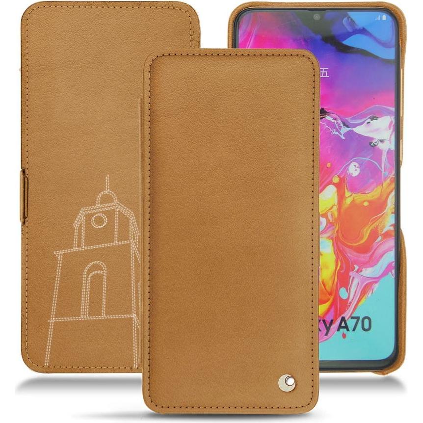 Noreve Lederschutzhülle horizontal (Samsung Galaxy A70), Smartphone Hülle, Braun