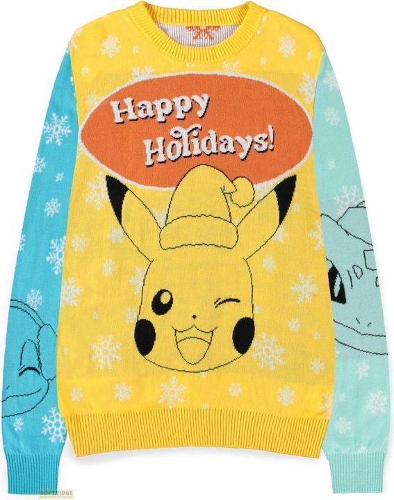 Difuzed Pokémon - Pikachu Bulbasaur Squirtle & Charmender Christmas Jumper - XS