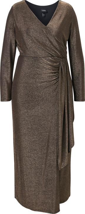 Immagine prodotto Ulla Popken Maxi abito con effetto incrociato, glitter, scollo a V e maniche lunghe (44)
