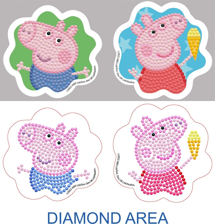 Image du produit Diamond Dotz DOTZIES® Original Diamond Painting Set Peppa Pig avec 6 motifs : 2 tableaux 15 x 15 cm, 2