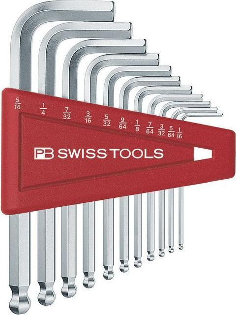 PB Swiss Tools Sechskant-Winkelschraubendreher-Satz, 8-teilig – Mit Kugelkopf, Verchromt, Im Halter