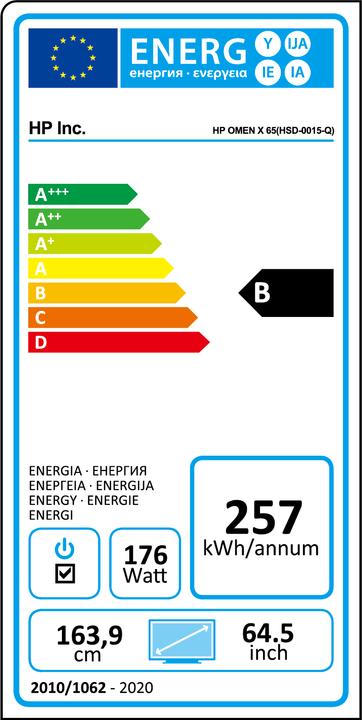 Energie-Label HP Omen X Emperium 65 (3840 x 2160 Pixel, 64.50")
