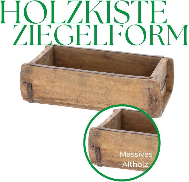 Produktbild Novaliv 2x Holzkiste Vintage 30 x 15 x 10 cm Alte Ziegelform Holz EIN KAMMER Allzweckkiste aus recyc (30 x 15 x 10 cm)