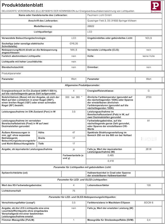 Image du produit Paulmann Base de la broche (GY6.35, 300 lm, 3 x)