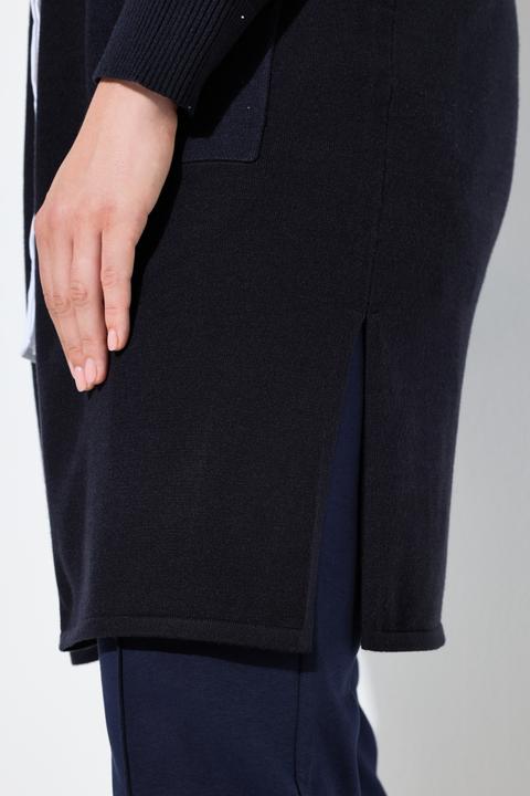 Produktbild Ulla Popken Long-Strickjacke, Pailletten, V-Ausschnitt, Langarm (54)