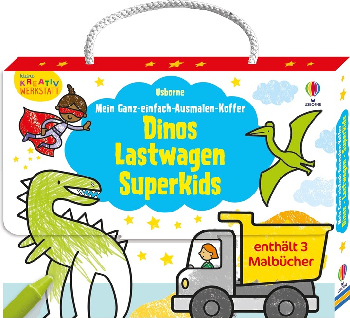 Kleine Kreativ-Werkstatt - My very simple colouring case: Dinos, trucks, super kids