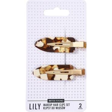 Lilly and Sid, Mollette + clip per capelli, Lily Makeup Hair Clips Set Milk Coffee 2 Pieces (2 pz.)