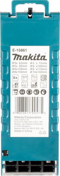 Actual product image MGA Makita E-15861 TCT drill bit set, 8 pieces (10 mm, 3 mm, 4 mm, 5 mm, 6 mm, 8 mm)