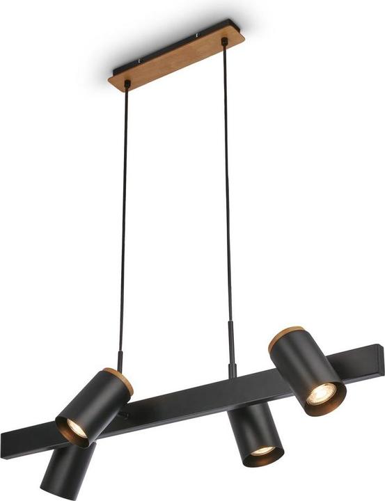 Briloner DUTA Pendelleuchte 4-flammig - Schwarz, Holz (GU10)
