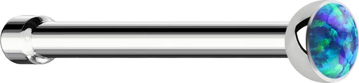Produktbild Star Piercing Nasenstecker gerade silber mit Opal blau (ohne Messing, Chirurgenstahl 316L)