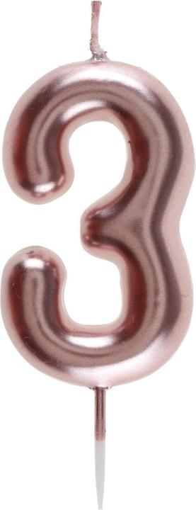 Santex Candela numero 3 - Oro rosa (9 cm) (1 pz.)
