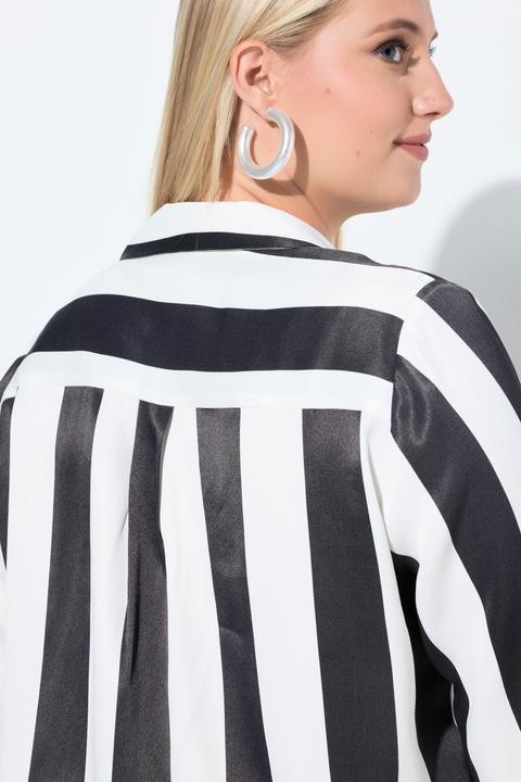 Actual product image Ulla Popken Mixed Stripe Button Front Tunic Blouse (62)