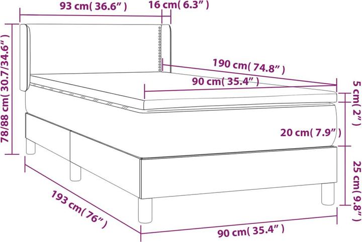 Actual product image vidaXL Stevie (90 x 190 cm)