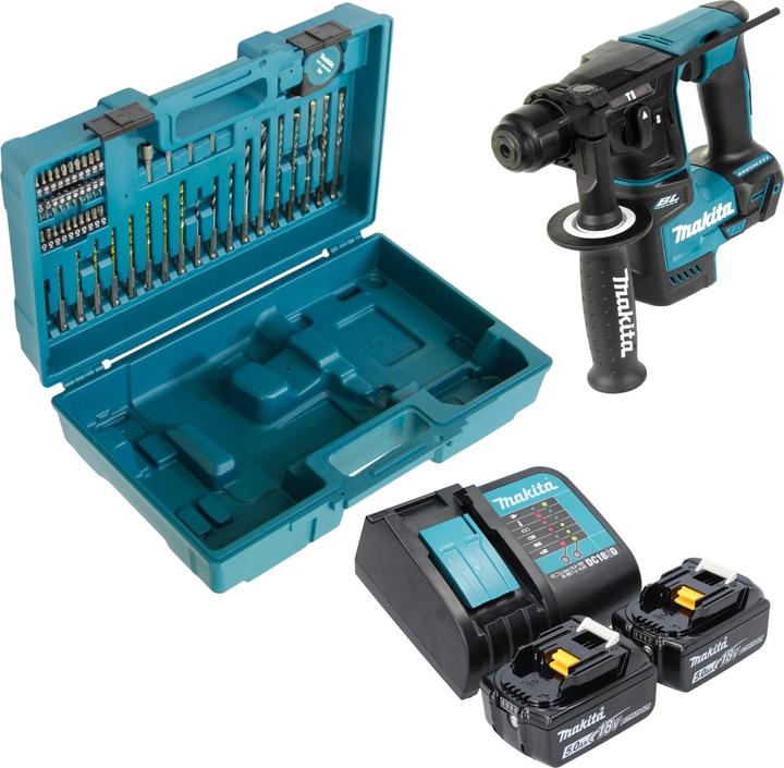 Produktbild Makita DHR 171 STX3 Akku Bohrhammer 18 V 1,2 J SDS-Plus Brushless + 2x Akku 5,0 Ah + Ladegerät + 65