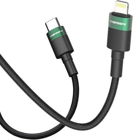 Actual product image Denmen DENMEN-KABEL USB TYP-C - LIGHTNING PD 3.6 SCHWARZES GEFLOCHTENES 1M D62 20W (1 m, 20 W)