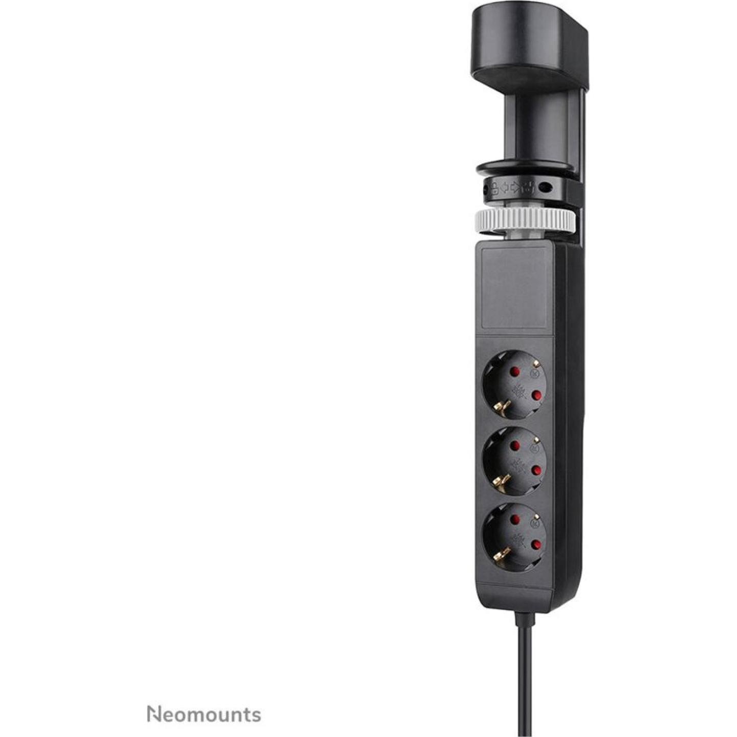 Neomounts Tischsteckdose mit Klemme 3-fach/230V/USB-A/2xUSB-C/schwarz, Monitor Halterung, Schwarz