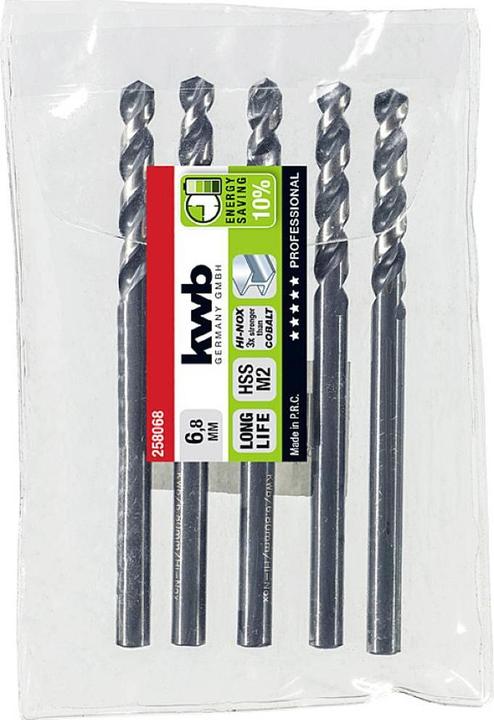 Produktbild kwb 258068 HSS Spiralbohrer 1 Stück 6.8 mm Gesamtlänge 109 mm M2 DIN 338 Zylinde (6.8 mm)
