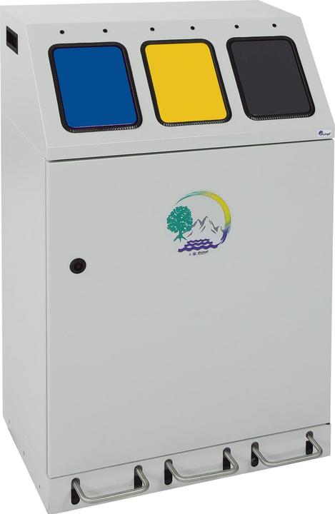 Actual product image Recyclable waste collector, steel, capacity 3 x 30 l, TRIPLEX, 3 inner (30 l)