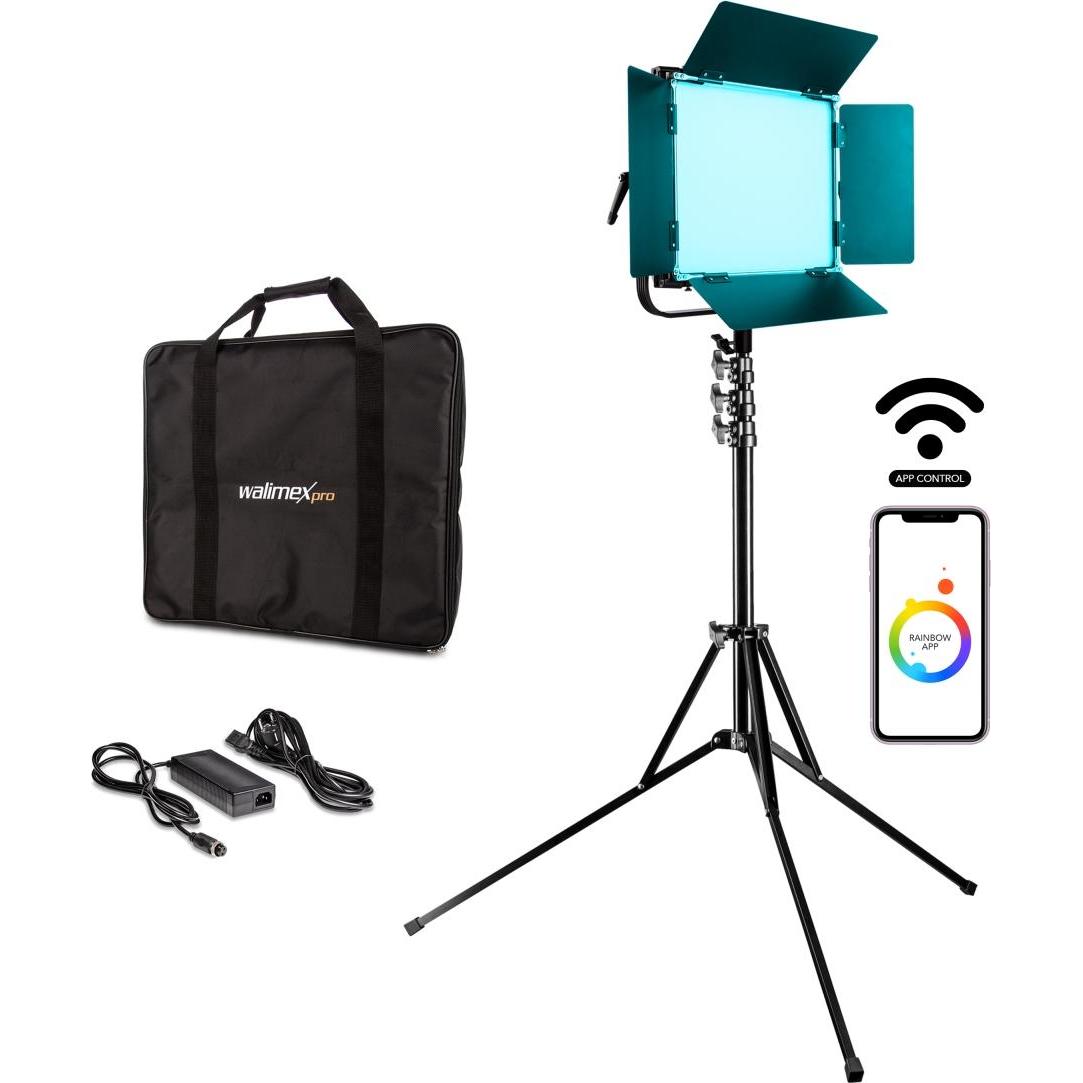 Walimex LED Rainbow 100W RGBWW Set 1 (1x Rainbow 100W, 1x Lampenstativ GN-806), Dauerlicht, Schwarz
