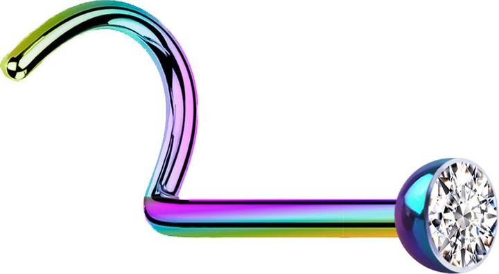 Actual product image Star Piercing Nose stud curved coloured with crystal silver (without brass, Surgical steel 316L)