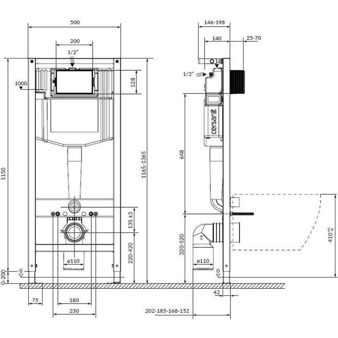 Thumbnail - Cersanit, Toilette + Bidet, WC SET S701-777 WITH FRAM +BL MAT BUTTON