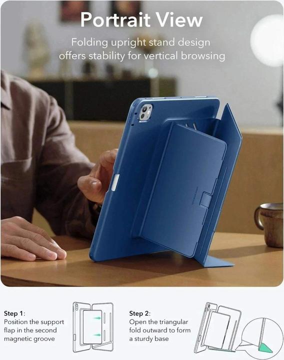Image du produit ESR - Flip Hybrid (with Pencil Holder) - iPad Pro 11 (2024) / iPad Pro 11 (2025) - Blue (Apple iPad Pro 11 2024, Apple iPad Pro 11 2025)