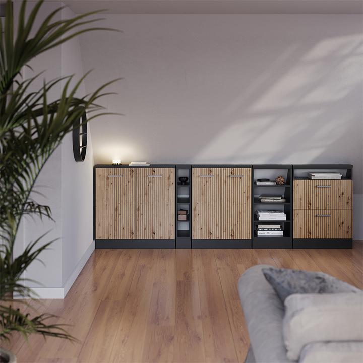 Produktbild Vichy Dachschrägenschrank Rion, Artisan Eiche/Anthrazit/Anthrazit, mit 2 Schubladen (46 x 60 x 81.60 cm)