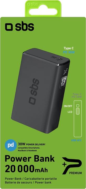 Produktbild SBS 30 Watt Powerbank Power Delivery (20000 mAh, 30 W, 74 Wh)