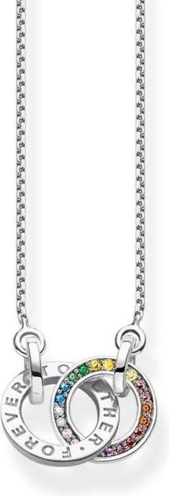 Immagine prodotto Thomas Sabo Collana con due anelli con pietre colorate in argento annerito (Argento 925, 50 - 55 cm)