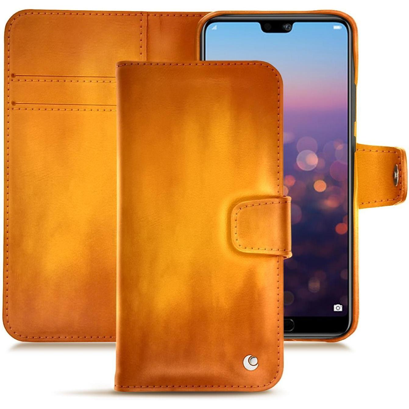 Noreve Lederschutzhülle Wallet (Huawei P20 Pro), Smartphone Hülle, Orange