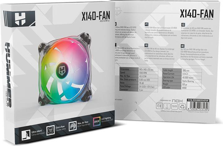 Produktbild Nox X140-FAN Computergehäuse Ventilator 14 cm Durchscheinend 1 Stück(e) (140 mm, 1 x)