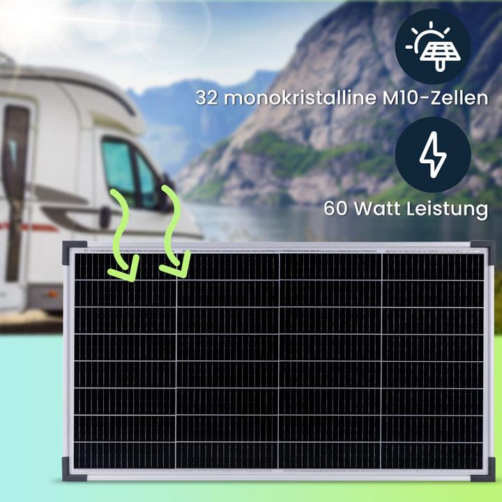 Produktbild Casativo Mobiles Solarpanel mit monokristallinen Zellen, 60 Watt, IP60 Watt, IP65 (60 W, 4.12 kg)