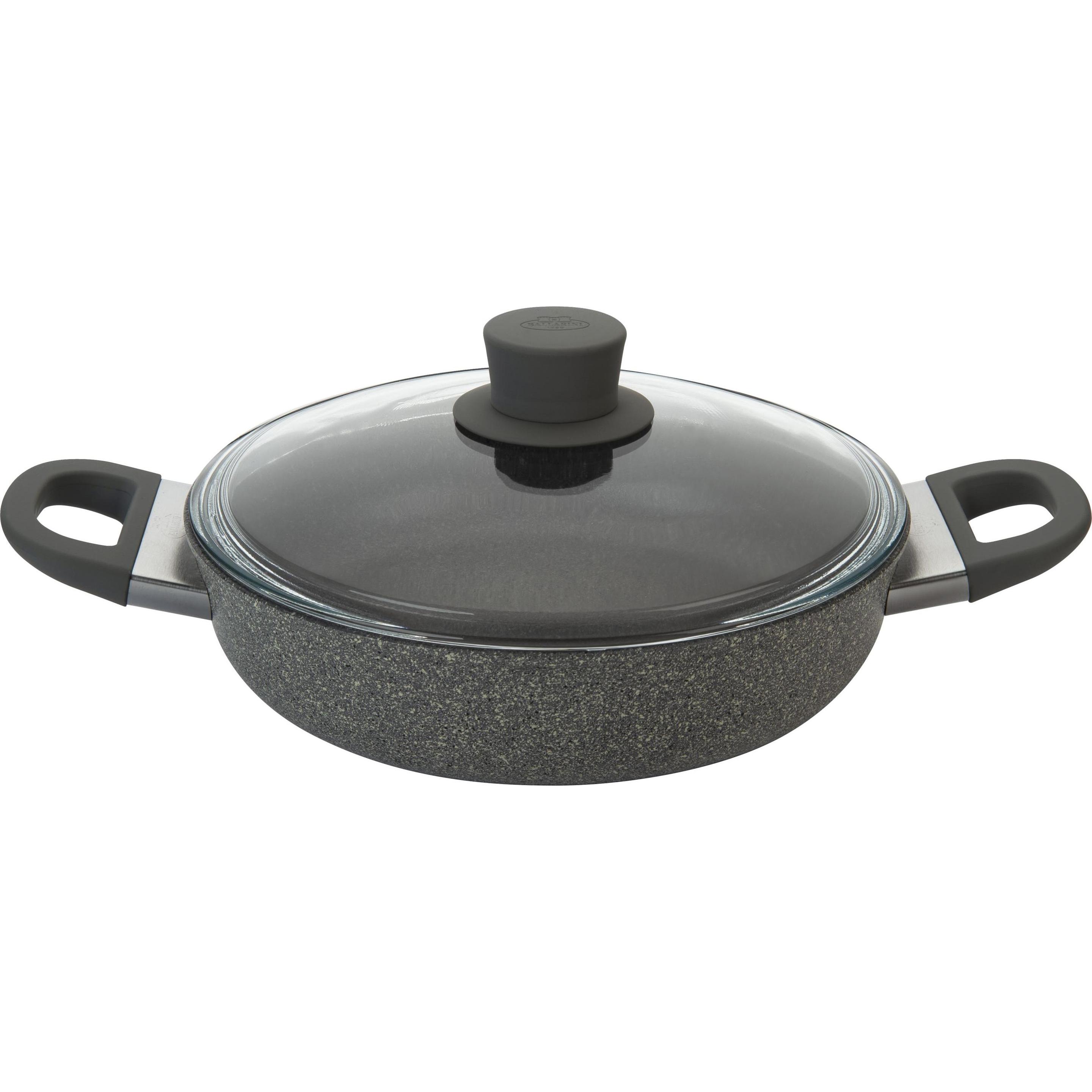 Zwilling Murano Servierpfanne mit Glassdeckel, 28 cm rund, Pfanne + Kochtopf, Grau