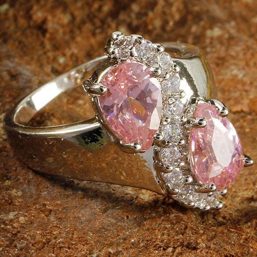 Produktbild Hermex versilberter Ring mit Rosa Saphir / Zirkonia - Gr. 54 / Size 7 (7, 54)