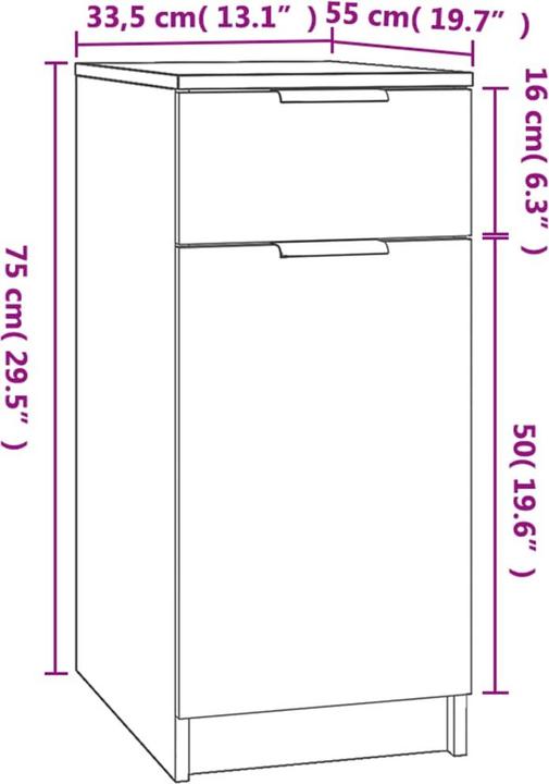 Actual product image VidaXL Gaven (33.5 x 50 x 75 cm)