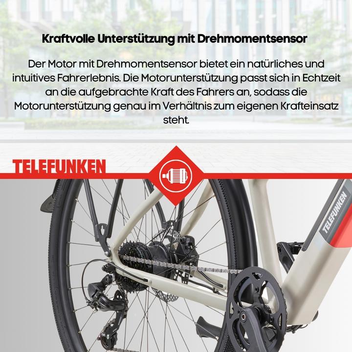 Actual product image Telefunken Urban E-Bike Damen UH210 28 Zoll Hinterradmotor 7-Gang Kettenschaltung (48 cm)