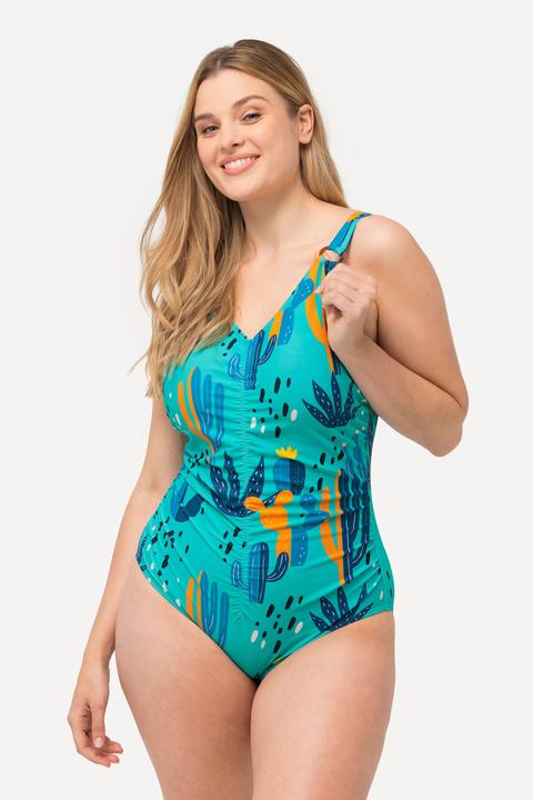 Image du produit Ulla Popken Maillot de bain, cactus, bonnets souples, anneaux fantaisie, matière recyclée (60)