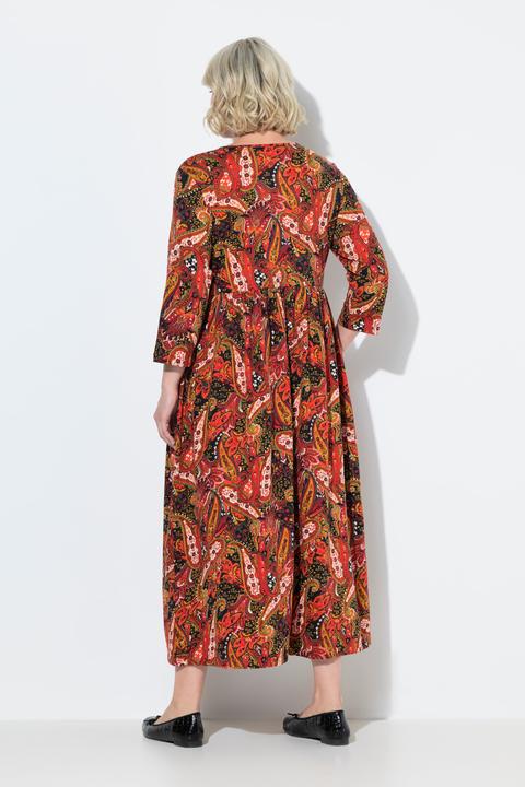 Actual product image Ulla Popken Paisley Empire Knit A-Line Pocket Dress (68)