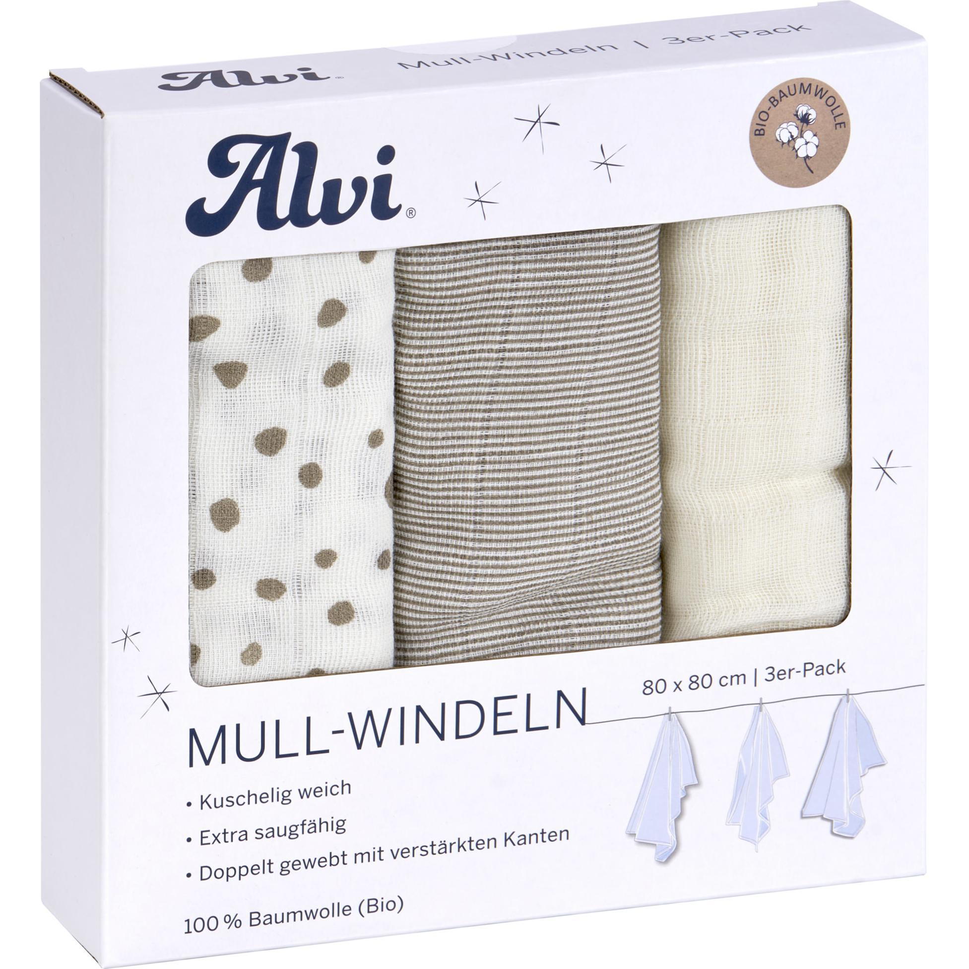 Alvi, Pucktuch + Nuscheli, Moltonwindeln Aqua Dot 80 x 80 cm (80 cm, 80 cm)
