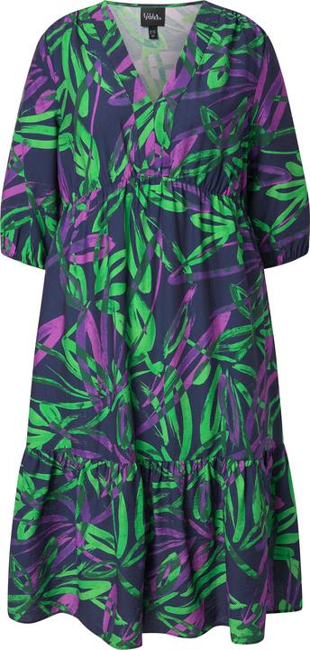 Actual product image Ulla Popken Contrast Color 3/4 Sleeve A-Line Dress (60)